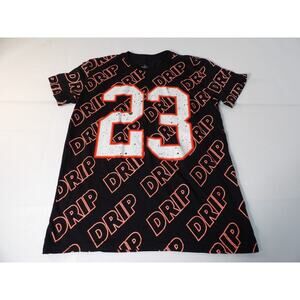 Vibes Tee Shirt Large Drip 23 Black AOP Graphic Sneaker Tee Streetwear Hip Hop